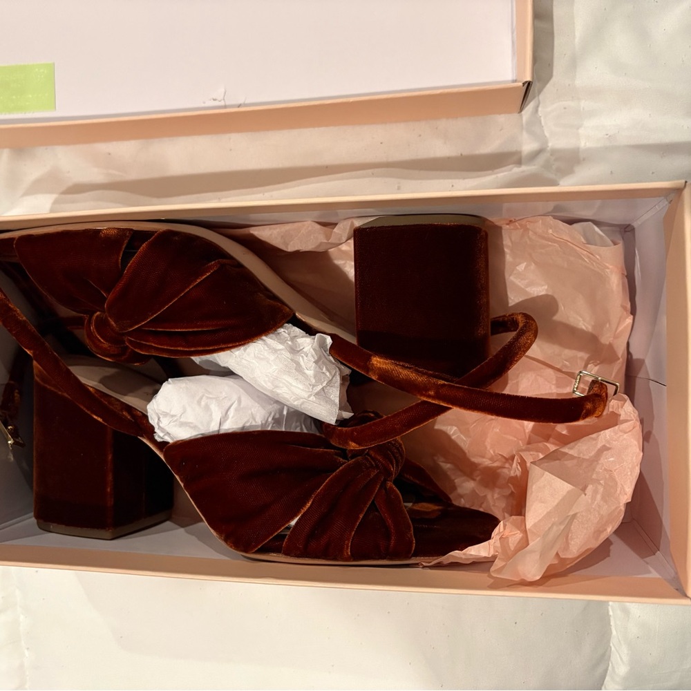 Loeffler Randall “Fiamma” Velvet Heels in Rich Brown